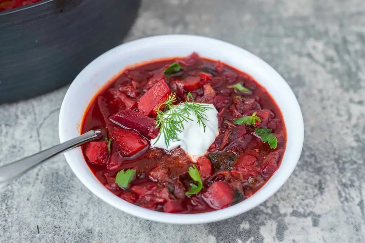 Cooking Ukrainian Red Borscht Soup